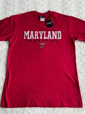 Vintage University of Maryland Shirt Tee Mens Medium Red Terps Terrapins OVB NWT